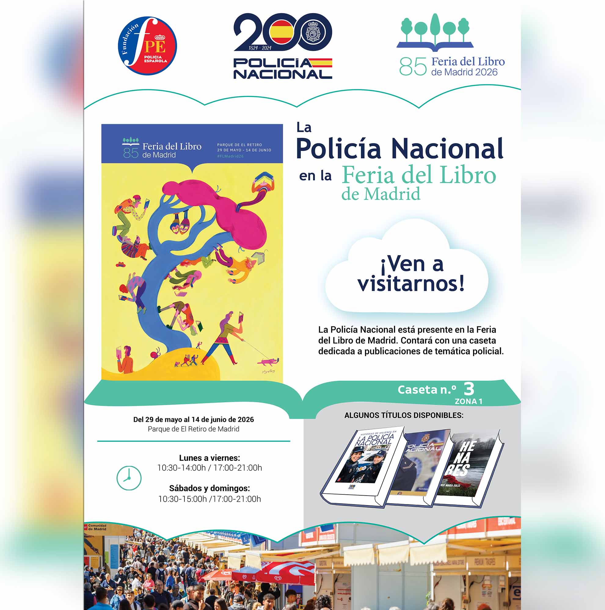 Cartel feria del libro de Madrid Policía Nacional.